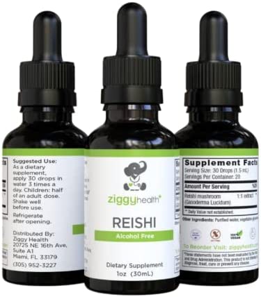 Reishi Mushroom Extract – Liquid Tincture – Supplement for Immunity Defense & Brain Support, Support Healthy Liver Function, Energy Booster, Reduce Inflammation & Sleep Better, 1oz by Ziggy Health