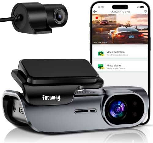 Dash Cam Front and Rear 4K Built-in 5GHz WiFi, Dual Dash Cam Front 4K/2K Rear 1080P Hidden Dash Camera for Cars, Super Night Vision, App Control, Supercapacitor, Parking Mode, G-Sensor, USB C Port
