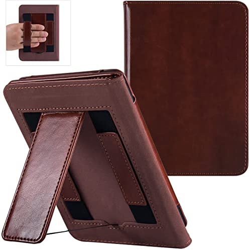 BOZHUORUI All-New Kindle Case with Stand (6 inch – 11th Generation, 2022 Release,Model C2V2L3) – Premium PU Leather Bookcover with Double Hand Strap and Auto Sleep/Wake (Vintage Brown)