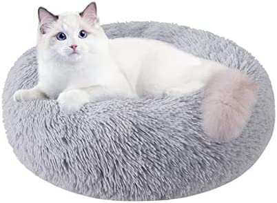 Nisrada Cat Beds for Indoor Cats,20/24 Inch Dog Bed for Small Melium Large Dogs, Washable-Round Pet Bed for Puppy and Kitten with Slip-Resistant Bottom