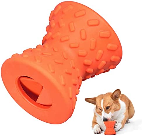 Interactive Treat Dispensing Puppy Toys – Dog Bones for Aggressive Chewers Super Dog Toys Tough Chew for Dogs Toy Bone, Natural Rubber Leaked Dumbbells