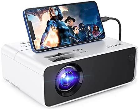 Movie Projector, SMONET 1080P HD Projector 7500L Home Projector Video TV Projector Mini Portable LED Projector Outdoor Indoor Wall Compatible with TV Stick Laptops PC PS5 HDMI USB