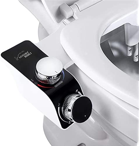 ANALIM Bidet Attachment for Toilet Seat, Non-Electric Bidet Hot and Cold Fresh Water for Frontal & Rear Wash with Self-cleaning Dual Nozzles and Adjustable Pressure Control