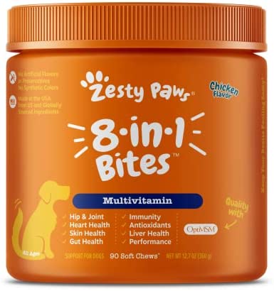 Multifunctional Supplements for Dogs – Glucosamine and Chondroitin for Joint Support with Probiotics for Gut & Immune Health – Omega Fish Oil with Antioxidants and Vitamins for Skin & Heart Health