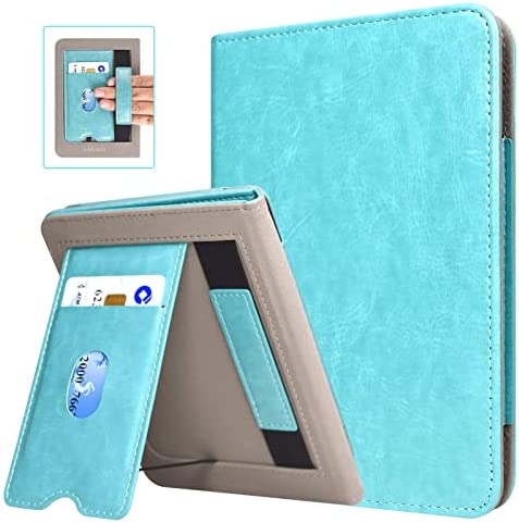 DMLuna Case for All-New Kindle 6″ (11th Generation 2022 Release, Model C2V2L3), Hands Free Stand Durable Premium PU Leather Cover with Auto Sleep Wake Function, Hand Strap and Card Slot, Sky Blue