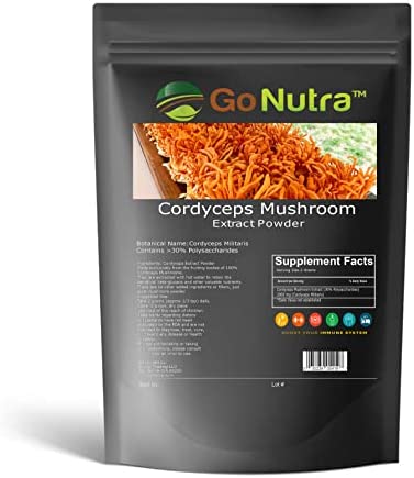 Go Nutra Cordyceps Mushroom Powder | Cordyceps Extract 30% Polysaccharides Non-GMO Pure Cordycep Powder 4 oz. (113 Grams)