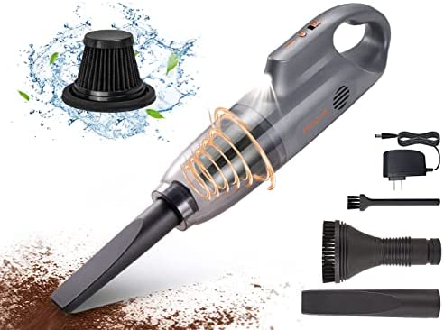 Hand Held Vacuuming Cordless Rechargeable-10K PA Strong Suction Car Vacuum Cordless Rechargeable，Handheld Vacuum Cordless Cleaner, Hand Vacuum with Large Dirt Bowl, Washable Filter & Cleaning Brush