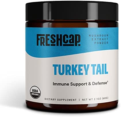 FreshCap Organic Turkey Tail Mushroom Extract Powder – USDA Organic -60 g- Supplement – Immune Protection – Add to Coffee/Tea/Smoothies-Real Fruiting Body No Fillers
