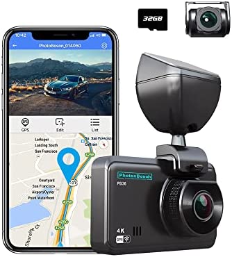 UPGROW 4K Dual Dash Cam Front and Rear Dashcam with SD Card Included, WiFi and GPS, Dash Camera for Cars with 3 Inches IPS Screen,Recorder with Super Night Vision, 24-Hour Parking Monitor