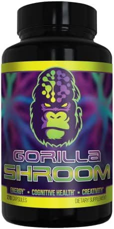 Gorilla Shroom Nootropic Mushroom Supplement (6700mg) – 270 Capsules/Lion’s Mane, Cordyceps, Reishi, Maitake/Increased Energy/Improved Immune Modulation/Enhanced Cognitive Functioning