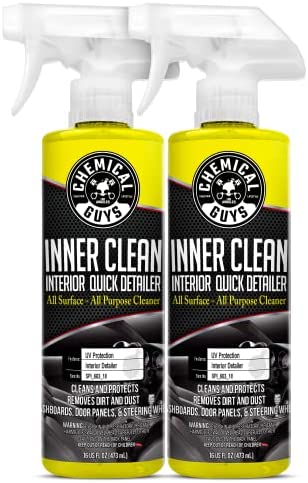 Chemical Guys SPI_663_1602 InnerClean Interior Quick Detailer and Protectant, Safe for Cars, Trucks, SUVs, Jeeps, Motorcycles, RVs & More, 16 fl. oz, 2 Pack , Yellow