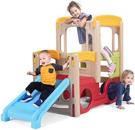 Simplay3 Young Explorers Adventure Climber – Indoor Outdoor Crawl Climb Drive Slide, Year-Round Playset for Children