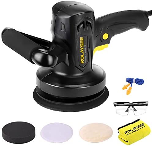 6-Inch Random Orbital Waxer Polisher, Variable Speed Buffer Machine Kit with 3 Buffing and Polishing Bonnets, Electric Buffer Polisher for Car Detailing and Waxing, ROLAYSEE TOOLS