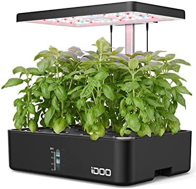 iDOO Hydroponics Growing System 12Pods, Indoor Garden with LED Grow Light, Plants Germination Kit, Built-in Fan, Automatic Timer, Adjustable Height Up to 11.3″ for Home, Office