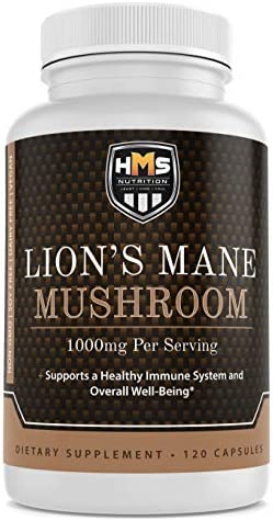 Lion’s Mane Mushroom – HMS Nutrition – Potent 1000mg Capsules Non-GMO Vegan Supplement