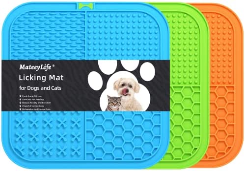MateeyLife 3PCS Large Licking Mat for Dogs and Cats, Lick Mats with Suction Cups for Dog Anxiety Relief, Cat Lick Pad, Dog Enrichment Toys for Boredom Reducer, Dog Treat Mat for Bathing Grooming.