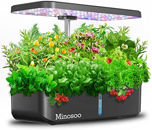 COLIBEN 12 Pods Hydroponics Growing System,Indoor Garden with 36W Full Spectrum LED Grow Light,Auto-Timer,Adjustable Height, Silent Water Pump,4.5L Water Tank,Herb Garden Germination Kit (12 Sponges)