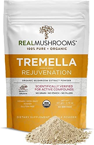 Real Mushrooms Tremella Mushroom Extract (60 Servings) Mushroom Blend for Immune Support, Brain, and Skin – Vegan, Non-GMO, Organic Mushroom Supplements for Humans – Immune Support Supplement