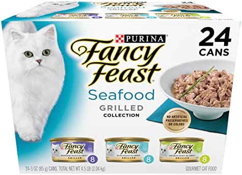 Fancy Feast Grilled Wet Cat Food Seafood Collection in Wet Cat Food Variety Pack – (24) 3 oz. Cans