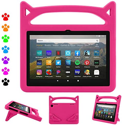 Fire HD 8 Tablet Case,Fire Tablet 8 Case,Amazon Fire HD 8 Tablet Case,Dinines Lightweight Kids Case with Handle Stand for Amazon Kindle Fire HD 8/8 Plus(12th/10th Generation,2022/2020 Release),Pink