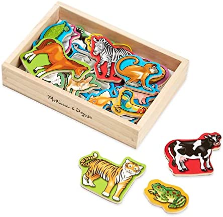 Melissa & Doug 20 Wooden Animal Magnets in a Box – Cute Animal Fridge, Refrigerator Magnets For Toddlers Ages 2+