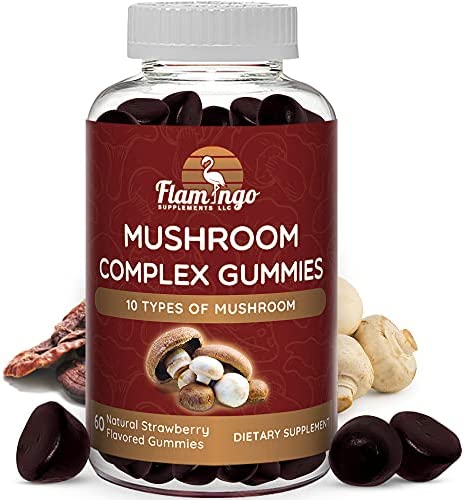 Mushroom Complex Gummies- Vegan Nootropic Mushroom Supplement No Mushroom Pills: Lions Mane Mushroom, Reishi, Chaga Mushrooms, Shiitake, Cordyceps, and More. 60 Naturally Flavored Gummies