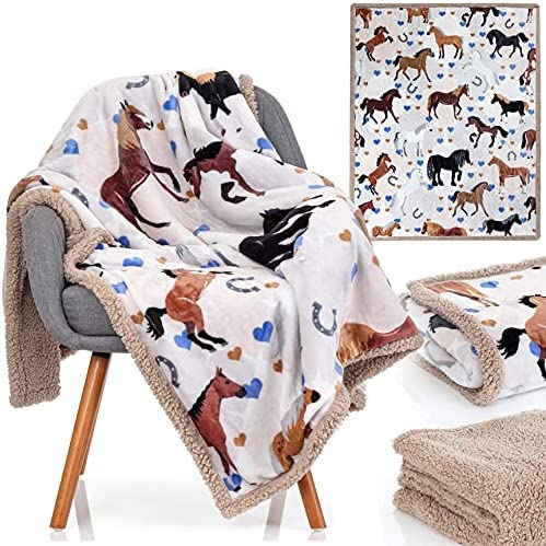 Horse Blanket – 50×60 Inch Luxuriously Soft Horse Throw Blanket – Most Beloved Horse Gifts for Girls, Women, and Horse Lovers Everywhere