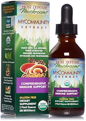 Host Defense, MyCommunity Extract, Advanced Immune Support, Mushroom Supplement with Lion’s Mane and Reishi, Plain, 2 fl oz