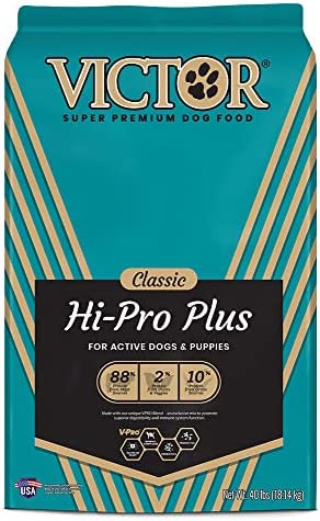 Victor Super Premium Dog Food – Hi-Pro Plus Dry Dog Food – 30% Protein, Gluten Free – for High Energy and Active Dogs & Puppies, 40lbs