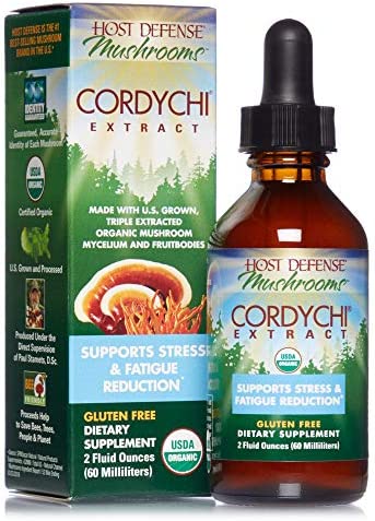 Host Defense, CordyChi Extract, Stress and Fatigue Reduction, Mushroom Supplement with Cordyceps and Reishi, Plain, 2 Fl Oz (Pack of 1)